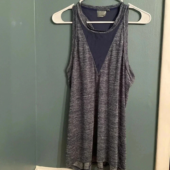 Athleta tank -L- blue and white - mesh on front and back - Picture 1 of 7